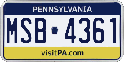 PA license plate MSB4361