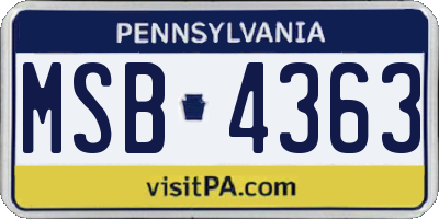 PA license plate MSB4363