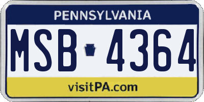 PA license plate MSB4364