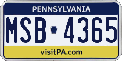 PA license plate MSB4365