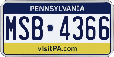 PA license plate MSB4366