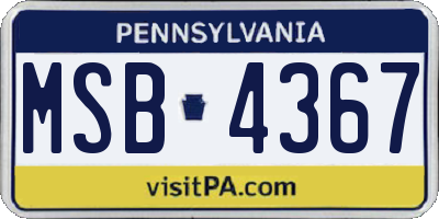PA license plate MSB4367