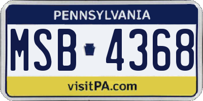 PA license plate MSB4368