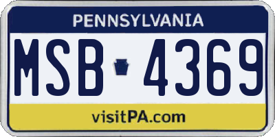 PA license plate MSB4369