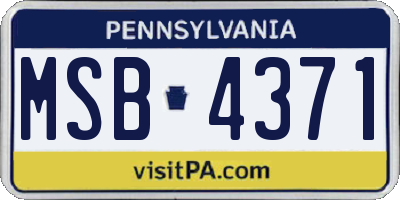 PA license plate MSB4371