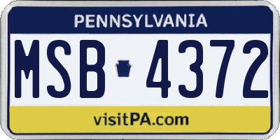 PA license plate MSB4372