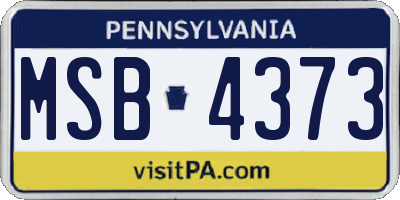 PA license plate MSB4373