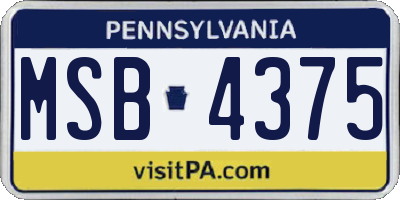 PA license plate MSB4375