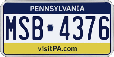 PA license plate MSB4376
