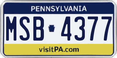 PA license plate MSB4377