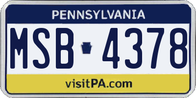 PA license plate MSB4378