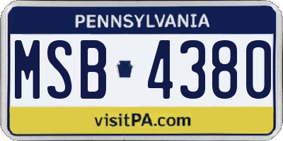 PA license plate MSB4380