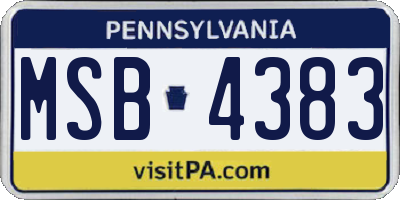 PA license plate MSB4383