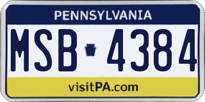 PA license plate MSB4384