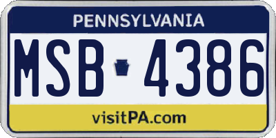 PA license plate MSB4386