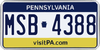 PA license plate MSB4388