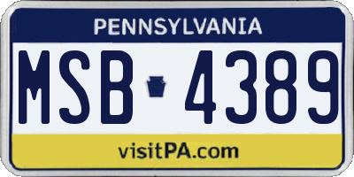 PA license plate MSB4389
