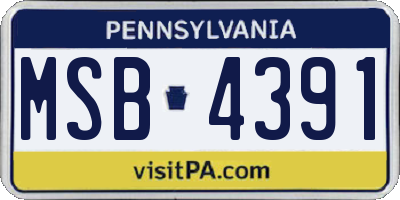 PA license plate MSB4391
