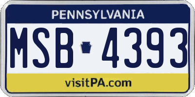 PA license plate MSB4393