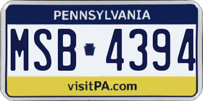 PA license plate MSB4394