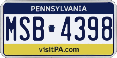 PA license plate MSB4398