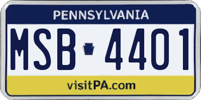 PA license plate MSB4401