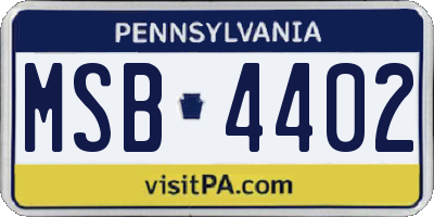 PA license plate MSB4402