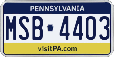 PA license plate MSB4403