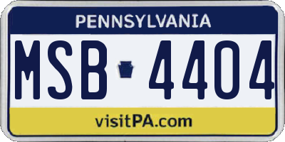 PA license plate MSB4404