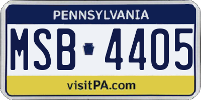PA license plate MSB4405
