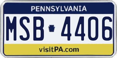 PA license plate MSB4406