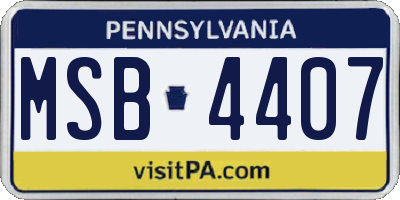 PA license plate MSB4407