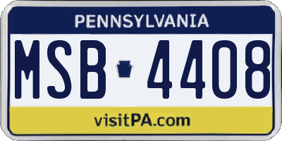 PA license plate MSB4408