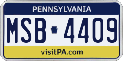 PA license plate MSB4409