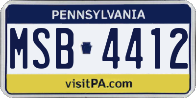 PA license plate MSB4412