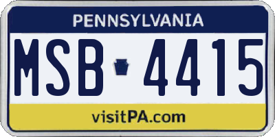 PA license plate MSB4415