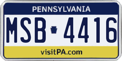PA license plate MSB4416