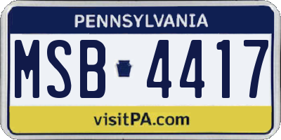 PA license plate MSB4417