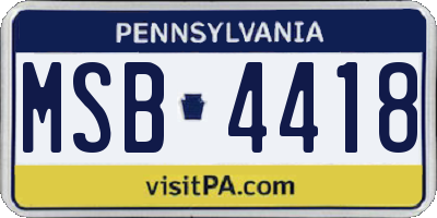 PA license plate MSB4418