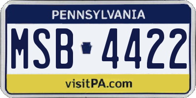 PA license plate MSB4422
