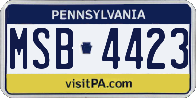 PA license plate MSB4423