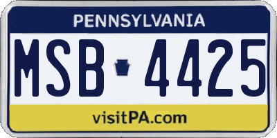 PA license plate MSB4425