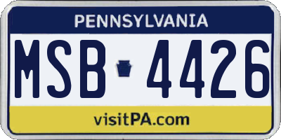 PA license plate MSB4426