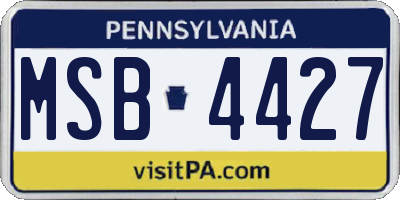 PA license plate MSB4427