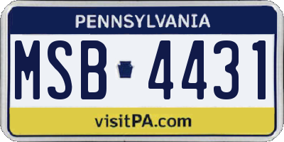 PA license plate MSB4431