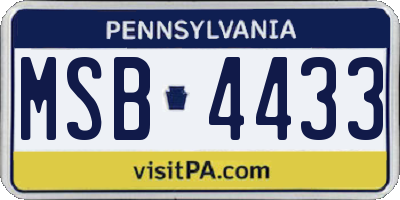 PA license plate MSB4433