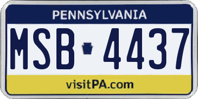 PA license plate MSB4437