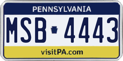 PA license plate MSB4443