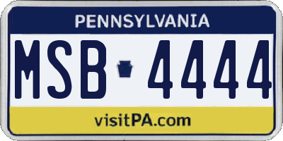 PA license plate MSB4444