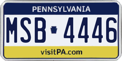 PA license plate MSB4446